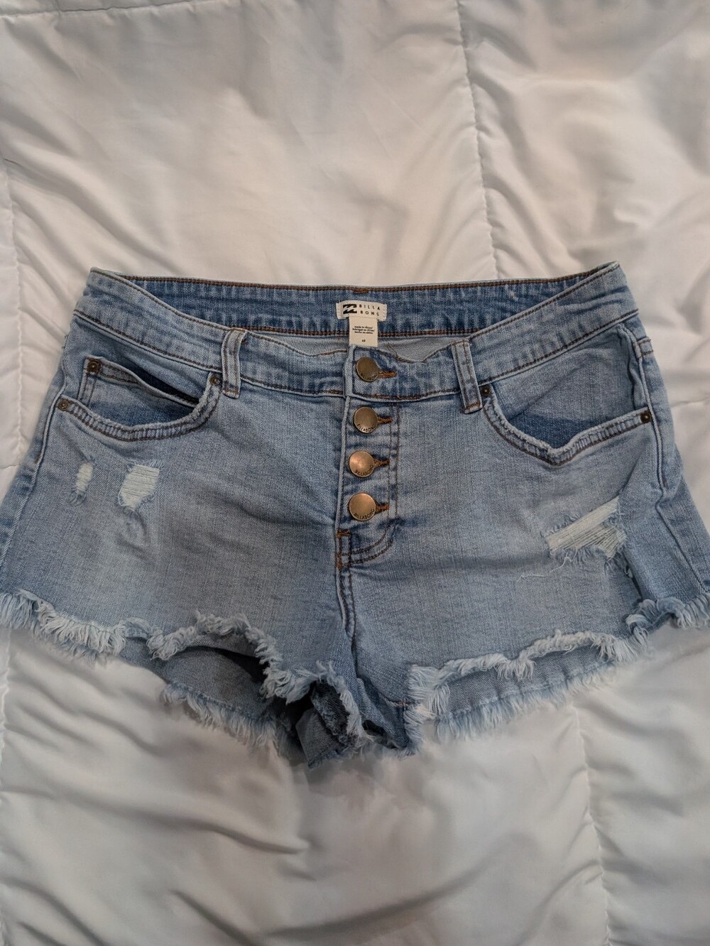 Billabong Button-Fly Distressed Cutoff Denim Shorts Size 28